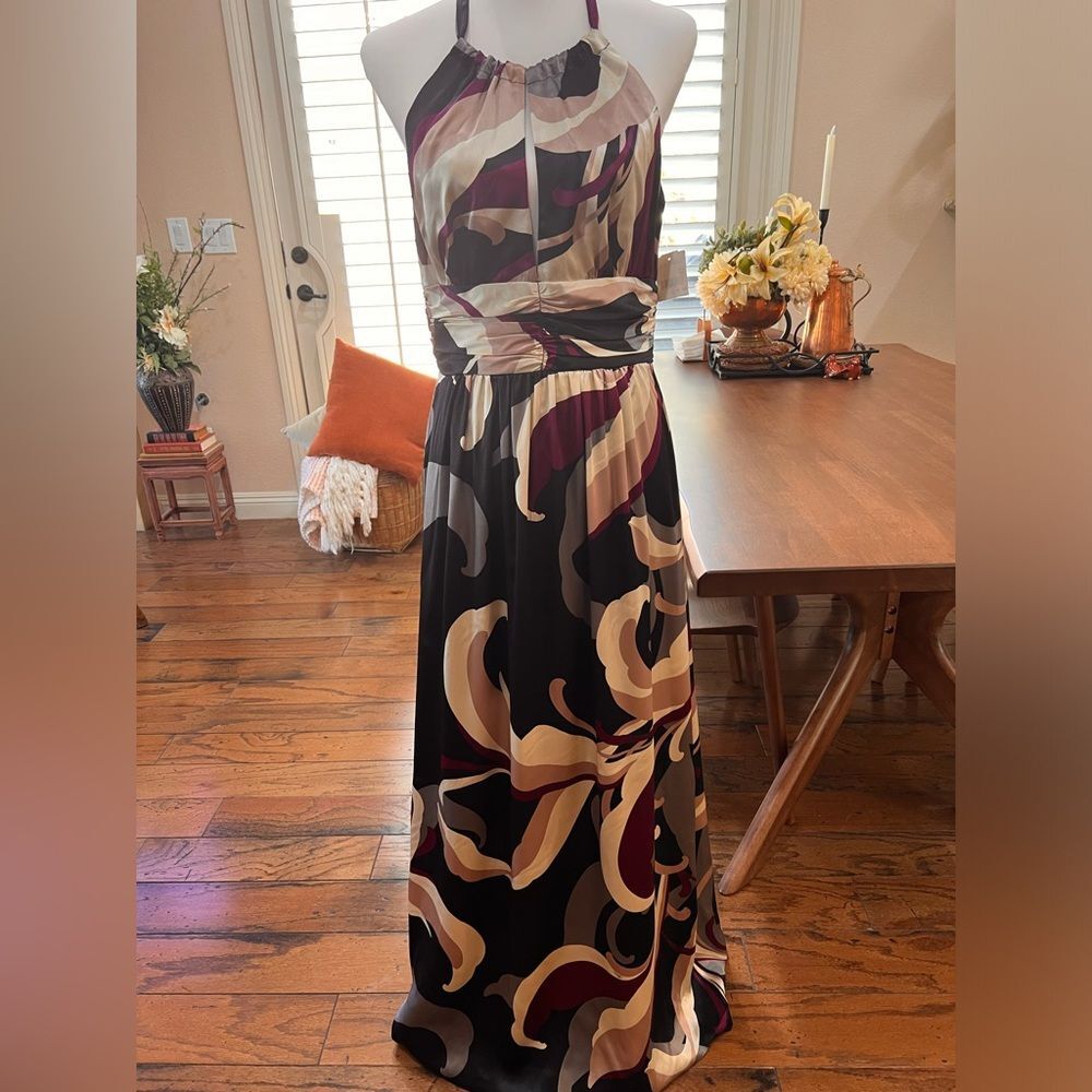 Trina Turk Silk Halter Maxi Dress 8 Multicolor Abstract Print Nordstrom NWT